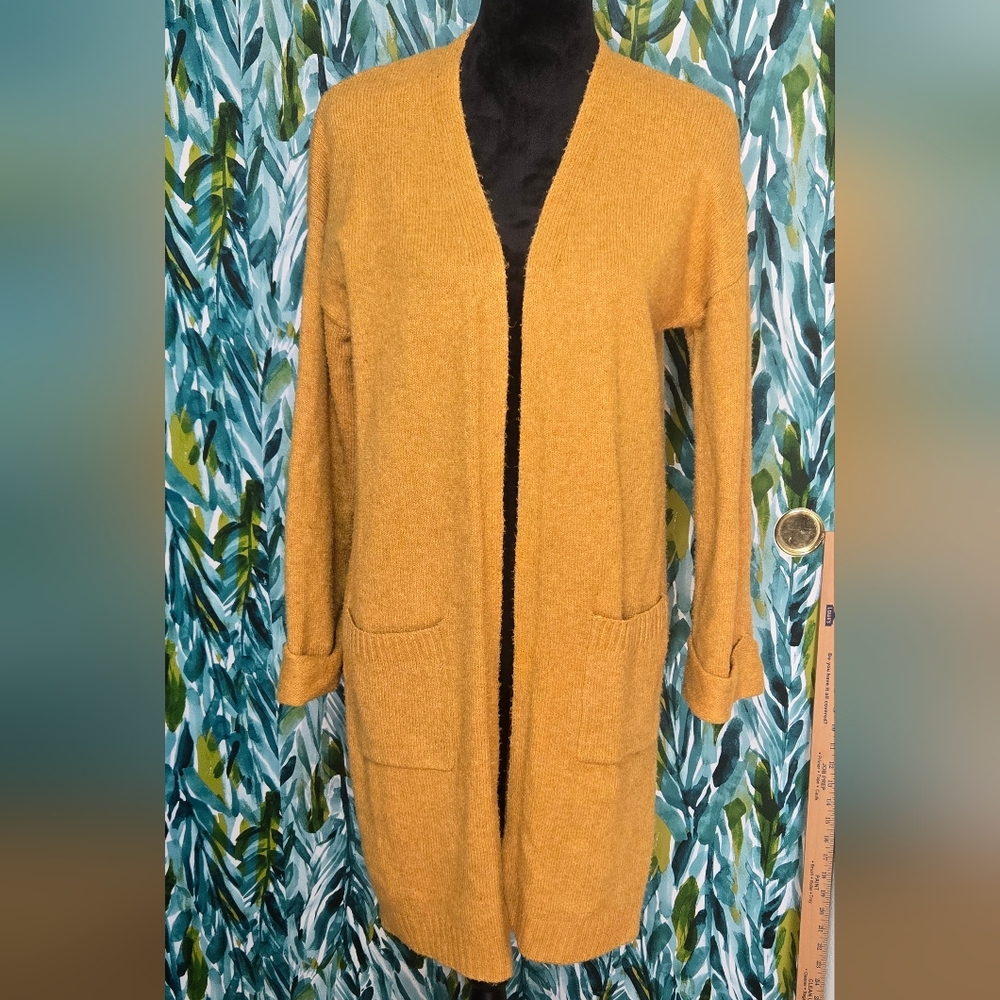 Pink Rose Women's Mustard Open-Front Cardigan